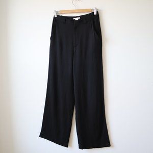 H&M Wide Leg Black Herringbone Pants, Size 6